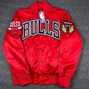 Pro Standard Chicago Bulls NBA Varsity Jacket Red Satin Snap Front Mens Large